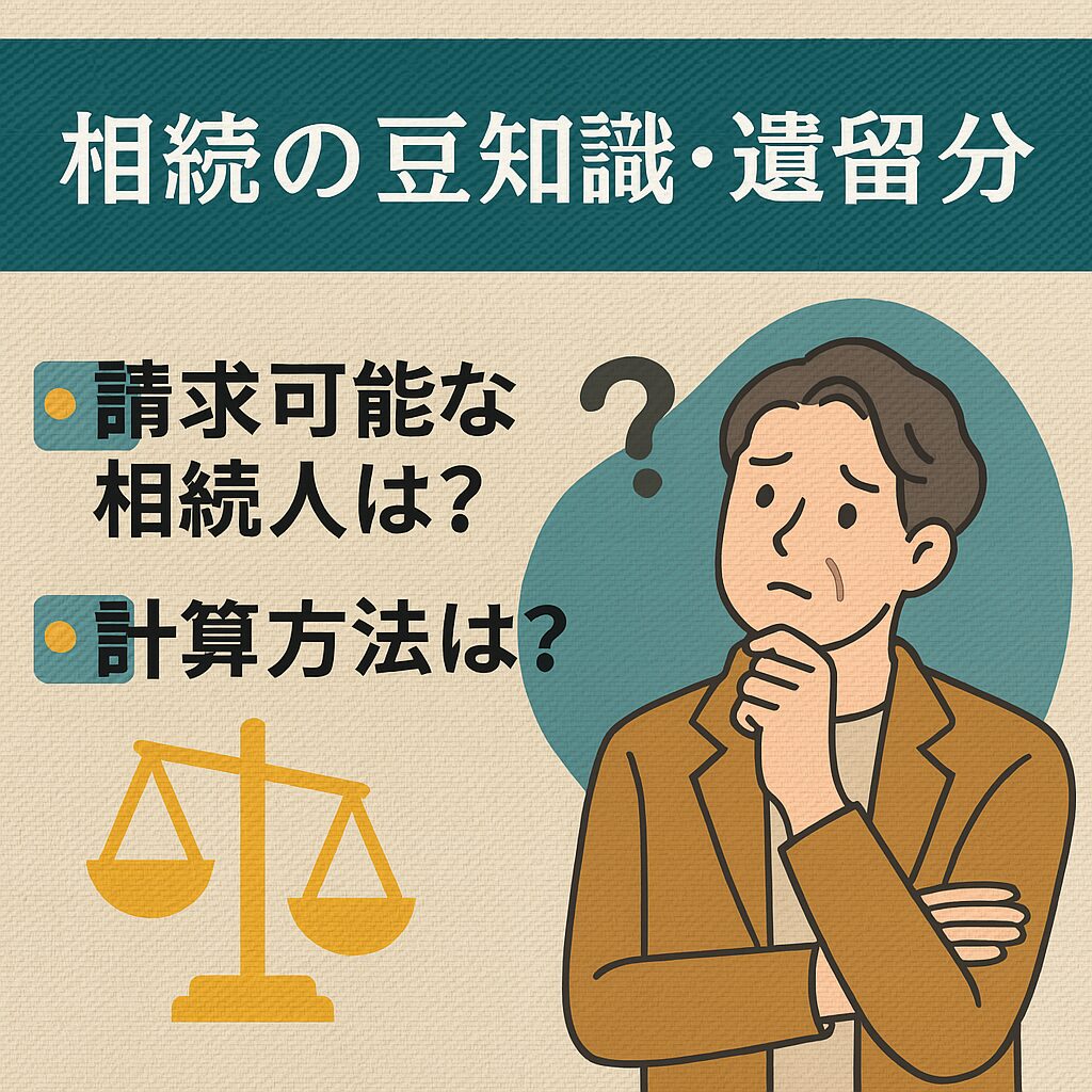 相続の豆知識。遺留分~請求可能な相続人は?計算方法は?~